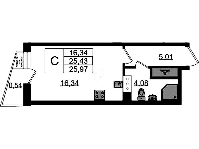 Квартира студия 25.97 м², 10/11 эт., ЖК «VEREN NORT Сертолово»